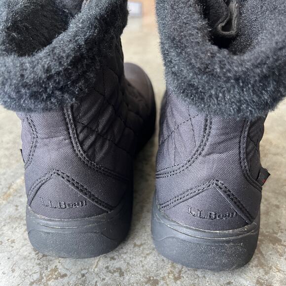 L.L. Bean Ultralight Waterproof Snow Boots Front Zip Quilted Black Women’s 7.5 M - Picture 7 of 11